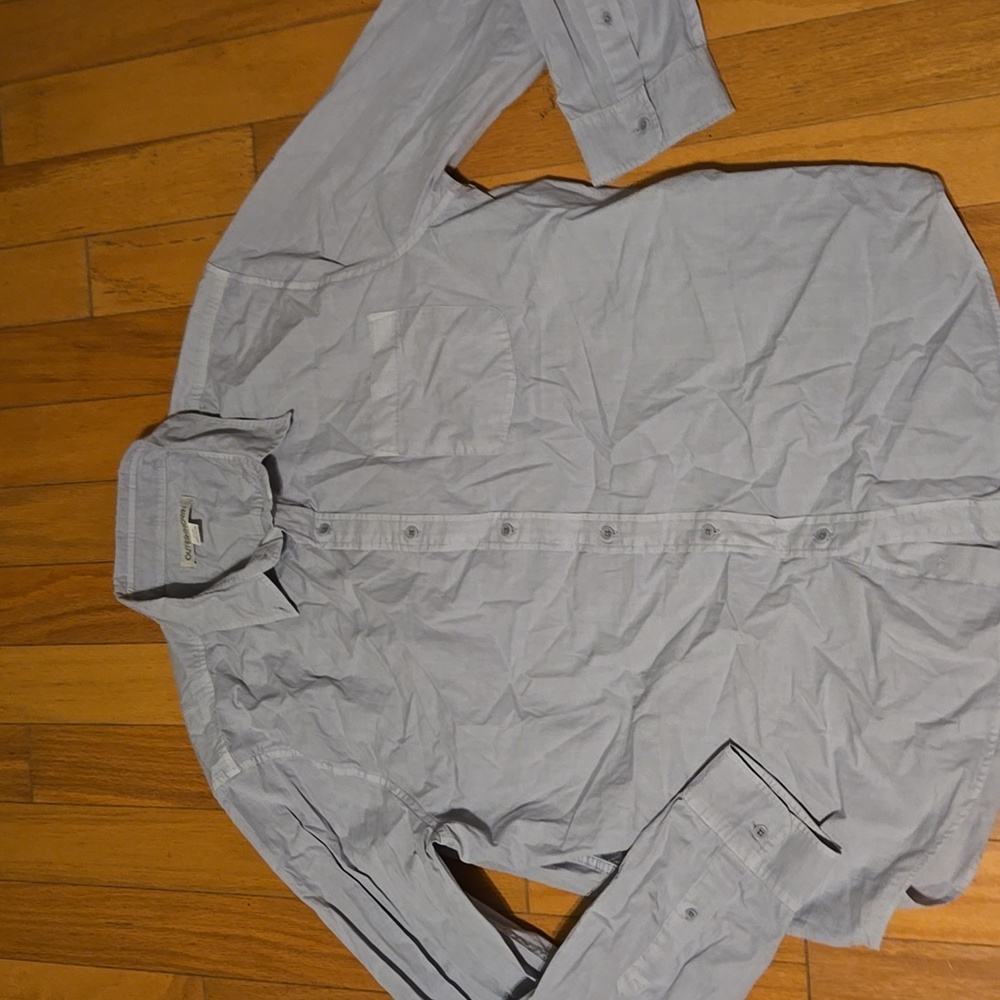 NWOT Men's XL Outerknown Grey Button Down Collared L/S Shirt. Pics have lengths.
